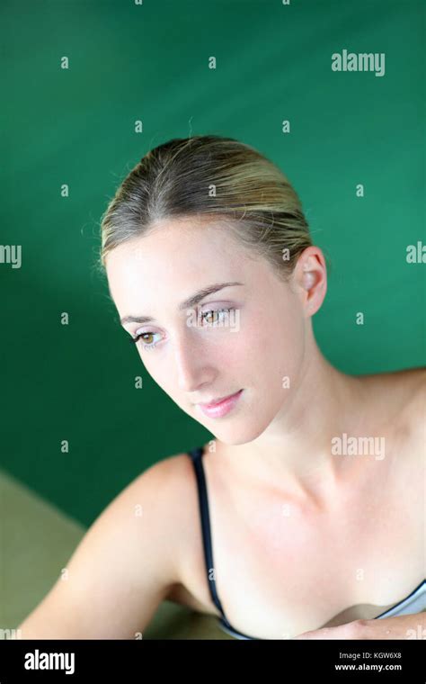 Beautiful Blond Woman Relaxing In Spa Pool Stock Photo Alamy