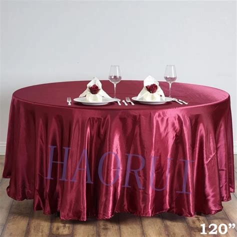 Free Shipping 10pcs Customized 120 Burgundy Dining Table Cloth Satin