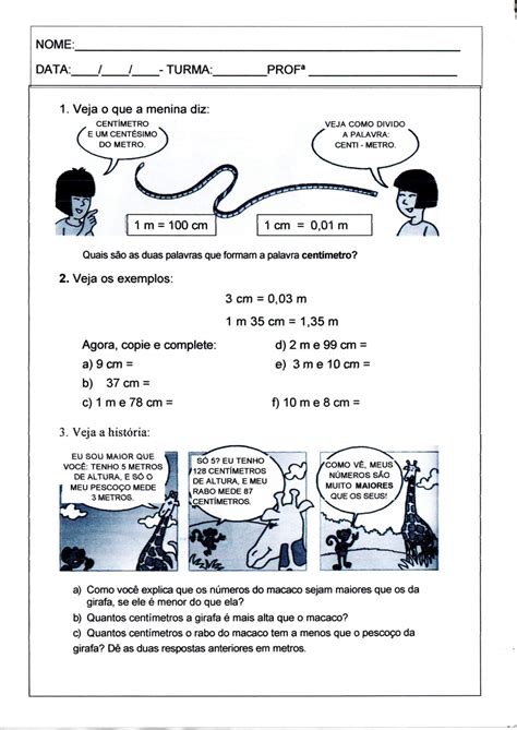Medidas De Comprimento 3 Ano 1