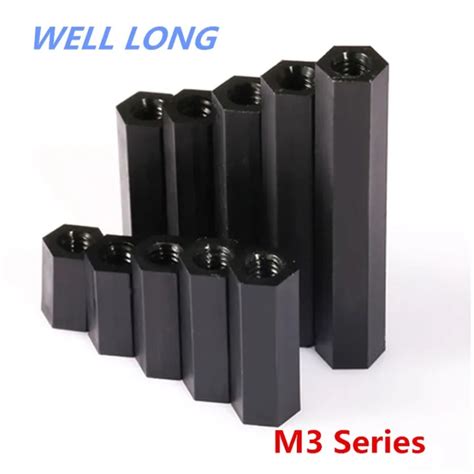 M Series Black Nylon Column Plastic Isolation Column Hexagon Straight