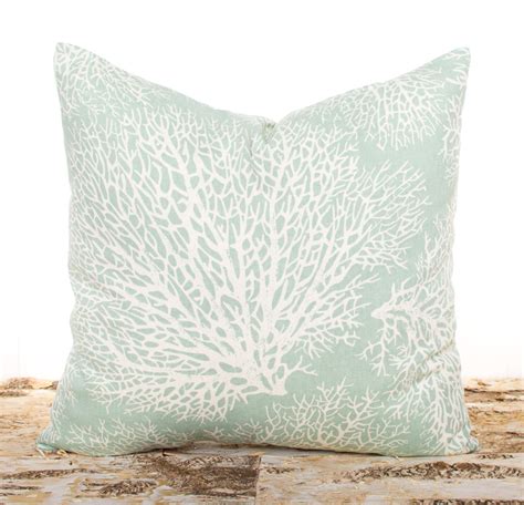 Seafoam Green Throw Pillows Large Ocean Coral Pillow Nautical Pillows