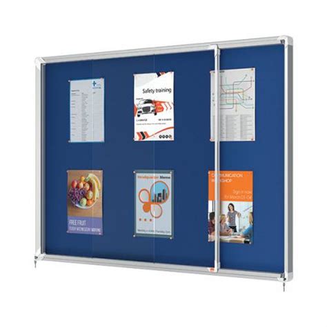 Nobo Premium Plus Lockable Notice Board With Blue Felt 18xA4 1915334