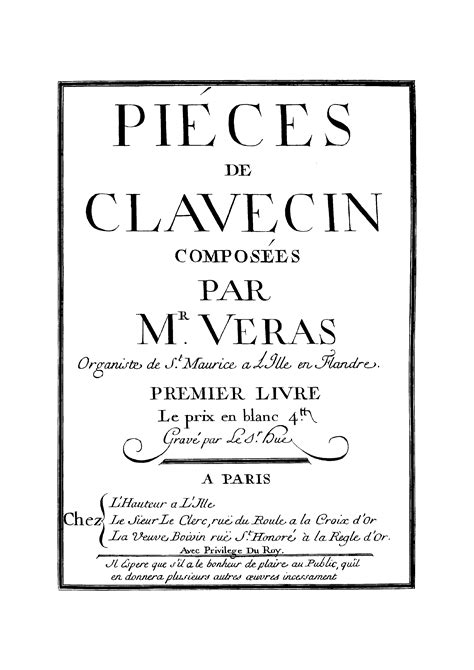 Véras Philippe François Pièces de clavecin Premier livre 1740