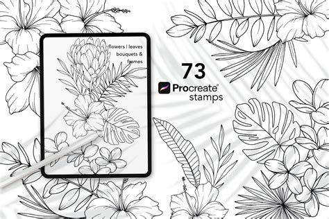 Procreate Flower Stamps Tropical Design Cuts