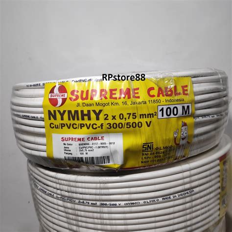 Jual KABEL SERABUT SUPREME NYMHY 2x0 75 MM KABEL LISTRIK ECERAN PER