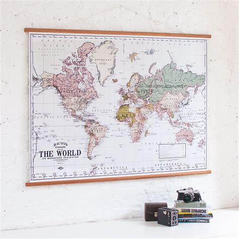 World Map Wall, Wall Maps, Design Shop, Old World Maps, Vintage World ...