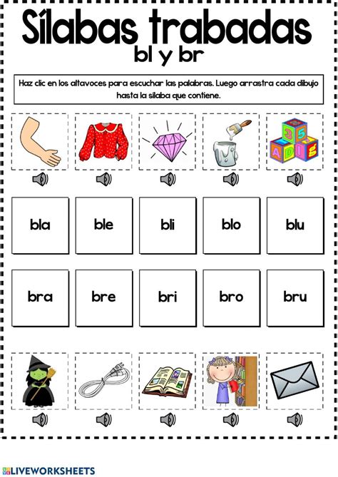 S Labas Trabadas Bl Y Br Ficha Interactiva Ejercicios De Silabas