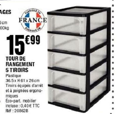 Promo Tour De Rangement 5 Tiroirs Chez La Foir Fouille