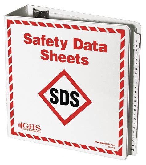 Safety Data Sheet, 1 1/2 in Binder Ring Size, Binder - 10X332|GHS1008 - Grainger