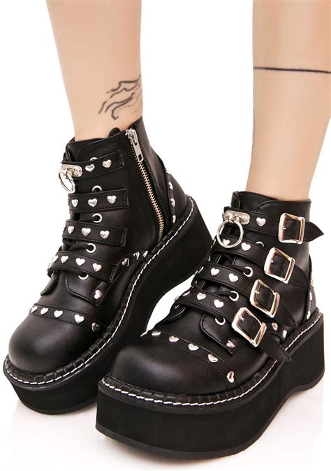 Demonia Emily Buckled Platform Boots Boots Goth Shoes Gothic Shoes