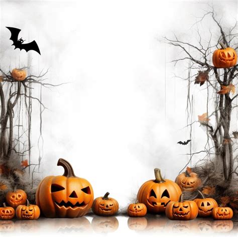 Premium Ai Image A Halloween Scene With Pumpkins And Bats In The