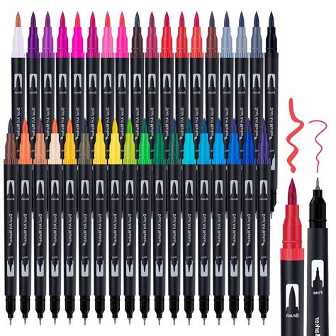 Buy Dual Tip Brush Pens Colouring Pens - APOGO 36 Colors Fineliners ...