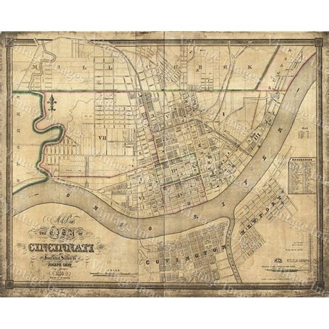 Giant Old Map of Cincinnati Historic 1838 Cincy Cincinnati O - Inspire ...