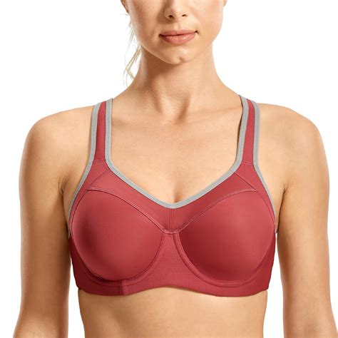 Syrokan Womens Sports Bra Full Support High Impact Racerback Underwire Workout Ebay