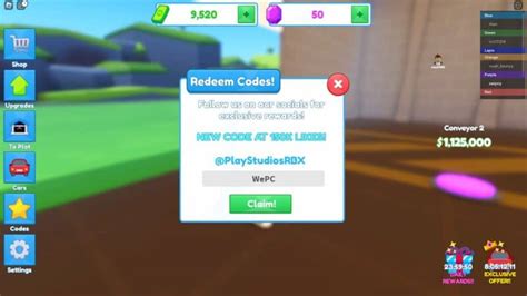 Codes Roblox Car Factory Tycoon Juin