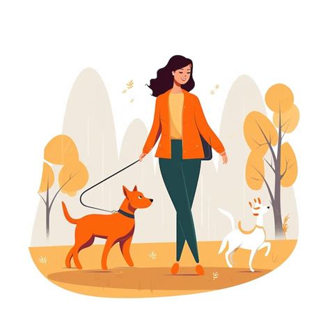 Una Mujer Paseando A Sus Perros En Un Parque Foto Premium