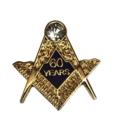 MAÇONNIQUE 60 ANS un Maçon Avec Strass Pierre Badge Épinglette en Émail