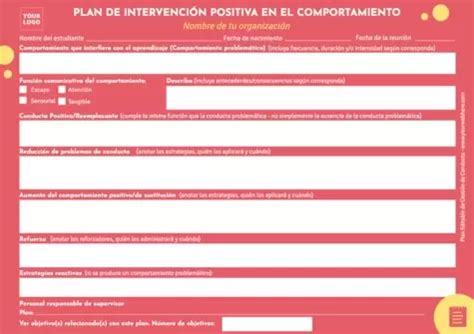 Plantillas Para Plan De Gesti N Del Comportamiento