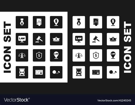 Set Location Law Judge Gavel Fountain Pen Nib Vector Image