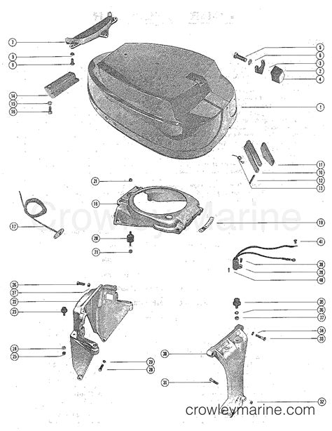 Top Cowl And Support Brackets Serial Range Outboard Cyl