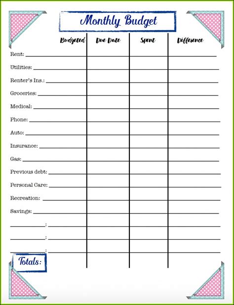 Budget Forms Excel Free - Form : Resume Examples #BpV55gMV1Z