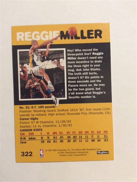 Fleer Reggie Miller Slam Trey Cool Edition Pacers Ucla C Store