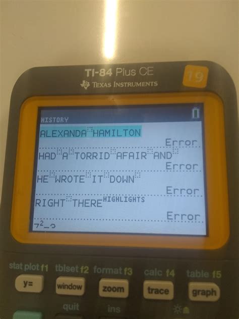 Found this on my graphing calculator in algebra. : r/UnexpectedHamilton