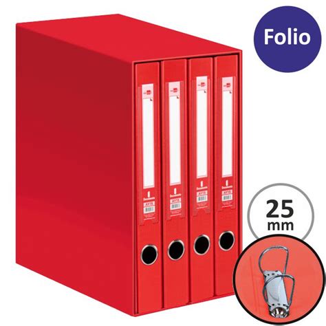 Módulo Liderpapel 4 Archivadores Folio 2 Anillas 25mm rojo