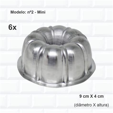 Kit 6 Pçs Mini Forma Bolo Vulcão Pudim Suíça Decorada Gomada