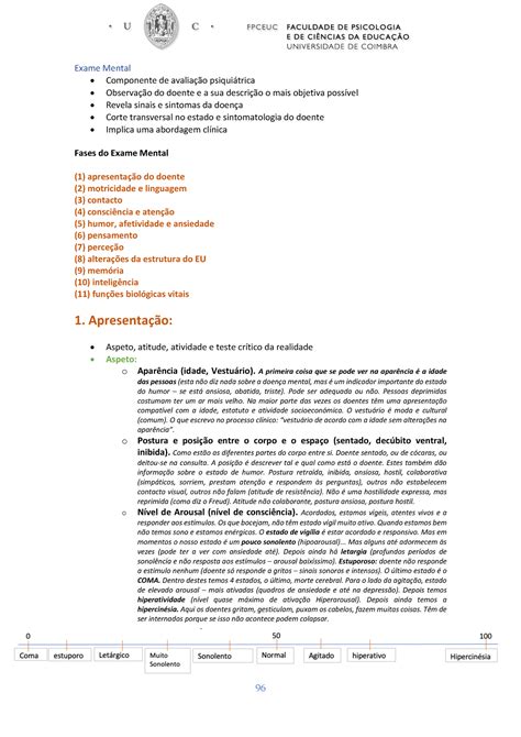 Exame Mental Resumo Psicopatologia I Exame Mental • Componente De