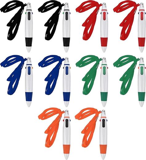 Amazon | PAVIKE 紐付きボールペン 10本セット 0.7mm 4色ボールペン 携帯便利 吊り下げ可能 短い 筆記具 ビジネス用 ...