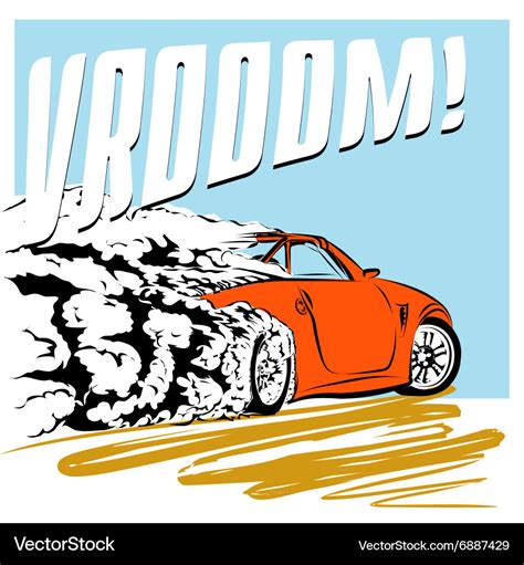 Car Comics Speeding Across Road Royalty Free Vector Image