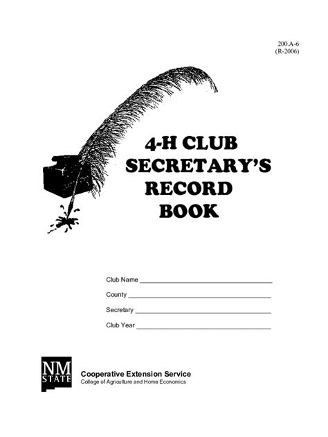 Fillable Online H Club Secretary S Record Book Record Book Fax Email