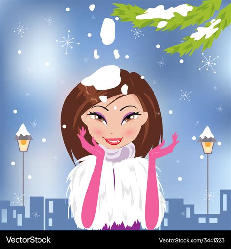 Christmas With A Beautiful Girl Royalty Free Vector Image