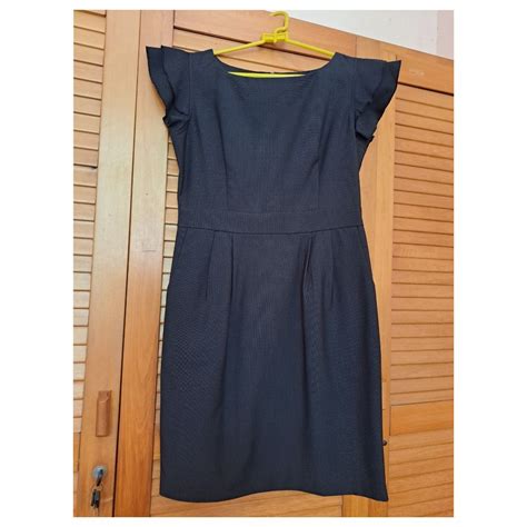 Black Dress Kantor Professional Kerja Formal Midi Dress Ada Kantong