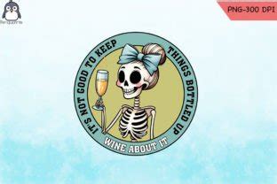 Skeleton Drinking Wine Sublimation PNG Graphic By Penguprints