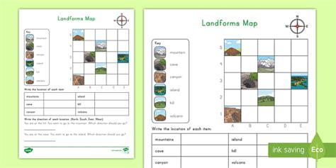 Identifying Landforms On A Map Worksheet - Bobine Stephani