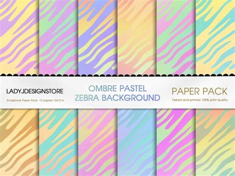 Ombre Pastel Zebra Background Digital Paper Seamless Zebra Pattern