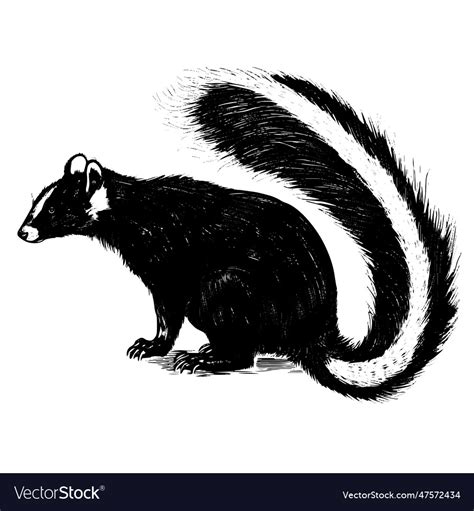 Skunk drawing isolated hand drawn engraved style Vector Image