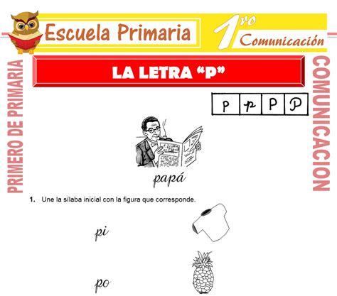 La Letra P Para Primero De Primaria Escuela Primaria