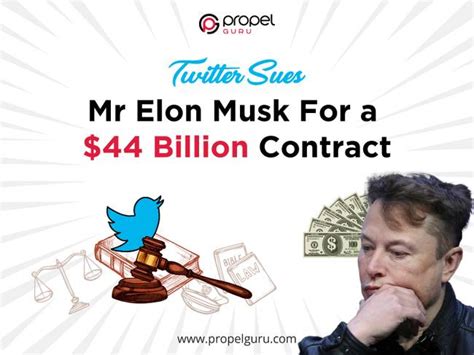 Twitter Sues Mr Elon Musk For A 44 Billion Contract