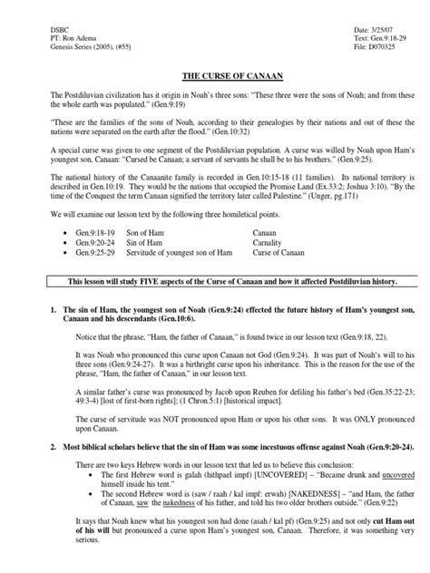 The Curse of Canaan | PDF | Ham (Son Of Noah) | Book Of Genesis