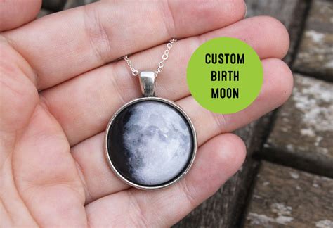 Custom Birth Moon Necklace Personalised Moon Phase Necklace