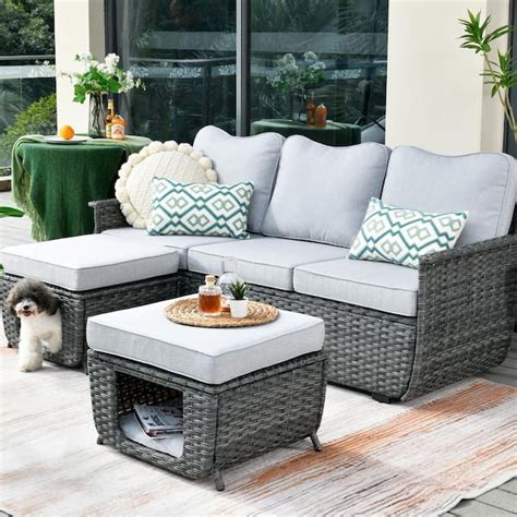 Ovios Fortune Dark Gray Piece Wicker Outdoor Patio Conversation