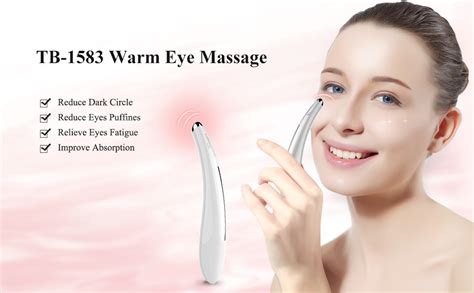 Touchbeauty Sonic Vibration Anti Aging Eye Massager With Heat 40℃ Heated Wand Relieves Dark