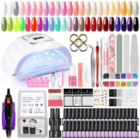 COSCELIA Manucure Kit Complet 46 Pcs Vernis Semi Permanent Gel 110W