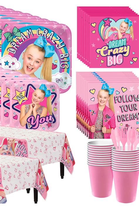 Jojo Siwa Birthday Party Tableware Kit For 16 110 Pcs With Table