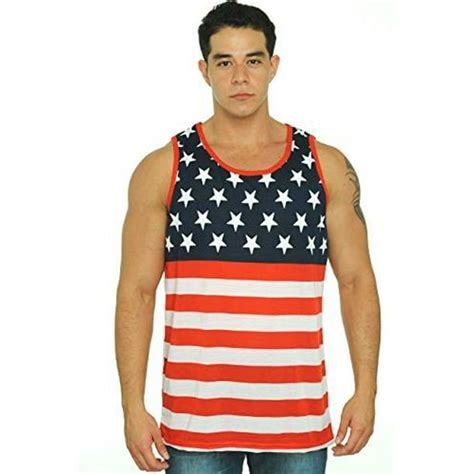 Exist Mens Usa Flag Tank Top America Stars Stripes Sleeveless Shirt