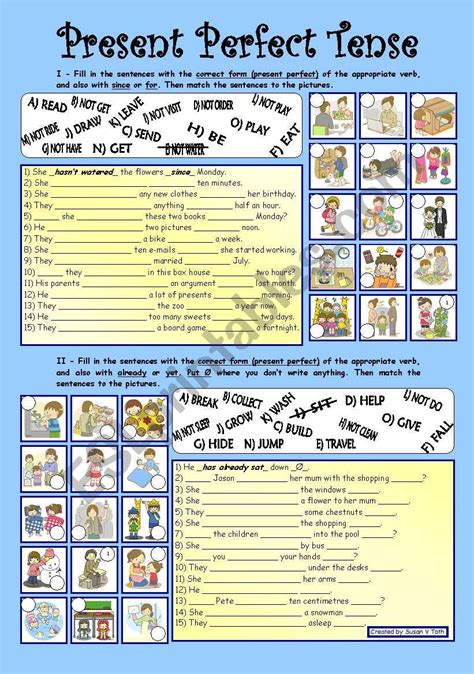 Present Perfect Tense With Key Fully Editable Esl Worksheet By Zsuzsapszi