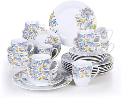 VEWEET Dinnerware Sets Porcelain Dinner Set For 8 32 Piece Colourful